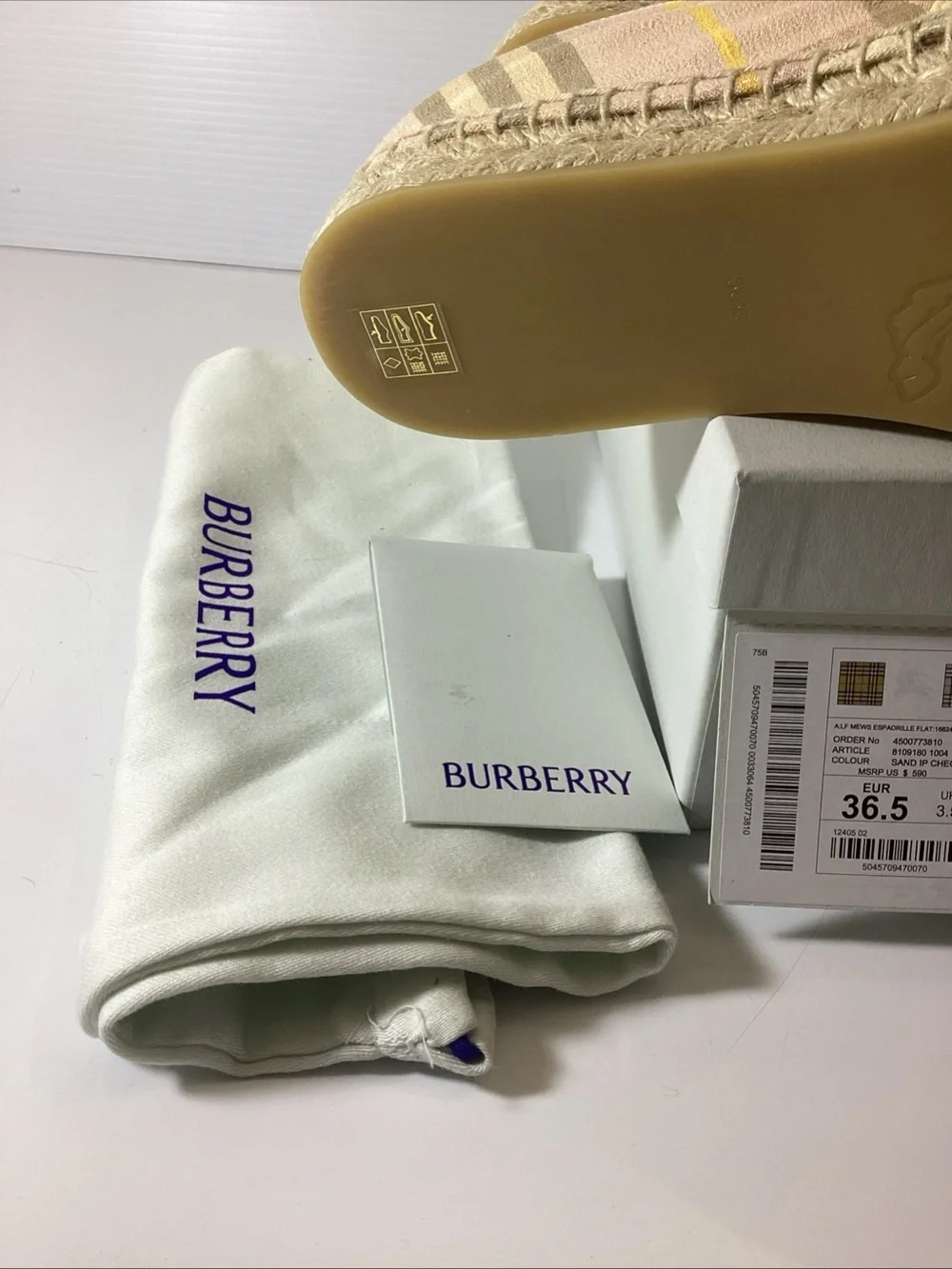 Burberry Women's Mews Check Espadrille Flats